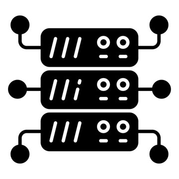 A solid design icon of server network