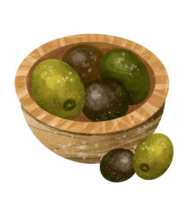Watercolor Olives PNG – Green and Black Olives Clipart on Transparent Background
