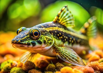 Fototapeta premium Long exposure unveils intricate details of the Otocinclus macrospilus vittatus catfish.