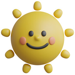 3d render of cute sun smiling with summer season.