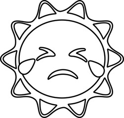 Sun Face Emoji Line