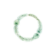 Green Christmas wreath isolated with floral leaf decoration design