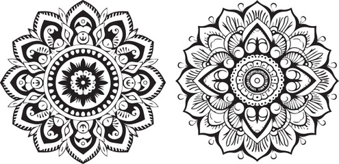 Intricate Floral Mandala Vector Design – Decorative Symmetrical Ornament set