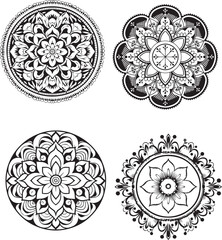 Intricate Floral Mandala Vector Design – Decorative Symmetrical Ornament set
