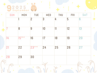 2025年9月のカレンダー　お月見