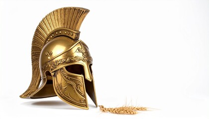 Ornate golden warrior helmet with high crest, symbolizing strength and ancient valor