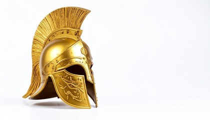 Ornate golden warrior helmet with high crest, symbolizing strength and ancient valor