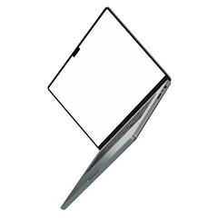 Isolated laptop mockup on transparent background with white blank screen. super high resolution 4k 8k