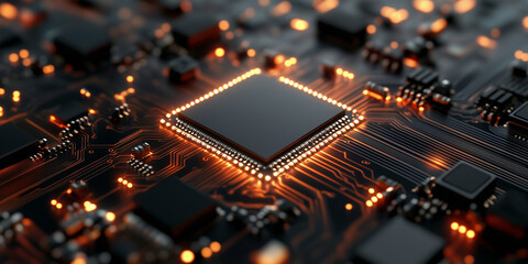 Obraz premium Chip shortage impacting manufacturing processes in technology sector urban environment close-up view