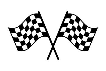 Two racing flags crossed isolated on transparent background