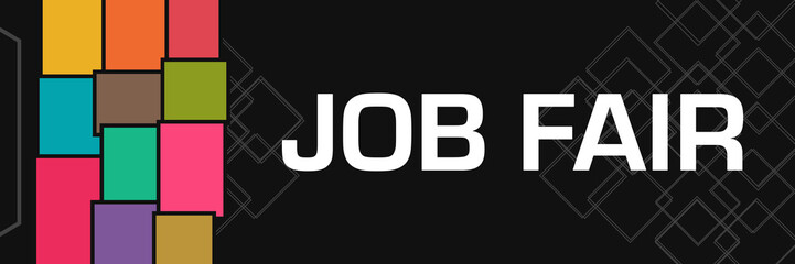 Job Fair Colorful Boxes Dark Background Left Horizontal Text 