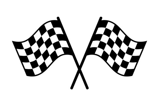 Two racing flags crossed isolated on transparent background