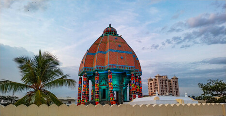 Valluvar Kottam chariot at night, a monument dedicated to poet Thiruvalluvar, penned Thirukkural...