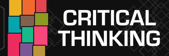 Critical Thinking Colorful Boxes Dark Background Left Horizontal Text 