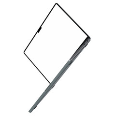 Isolated laptop mockup on transparent background with white blank screen. super high resolution 4k 8k