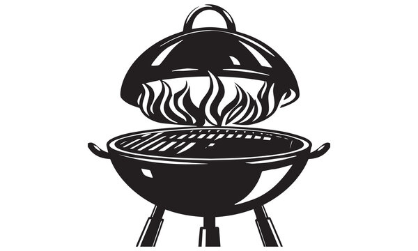 black barbecue grill with flames clip art preview