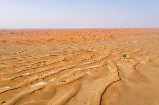 Aerial Desert Dunes With Snow In Oman