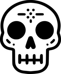 Simple skull doodle line art, Halloween illustration for kids, adult tattoo and print
