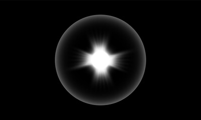 round light with star on black background