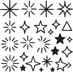 Collection of Simple Starburst and Star Shapes Vector Graphics