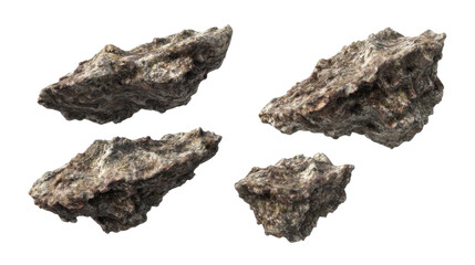 Detailed Close-Up View of Multiple Asteroids with Irregular Shapes and Textured Surfaces in Space