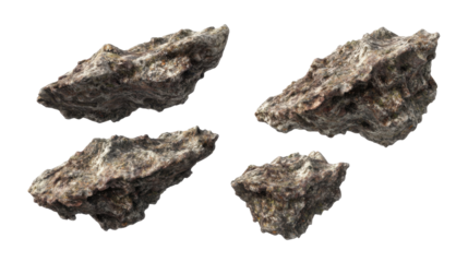 Detailed Close-Up View of Multiple Asteroids with Irregular Shapes and Textured Surfaces in Space