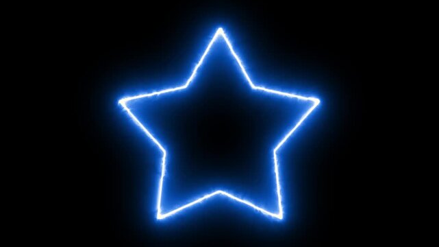 Animation of star shape frame neon glowing