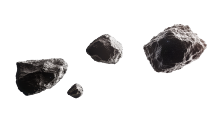 High-Resolution Collection of Irregular Asteroids Floating in Outer Space with Detailed Surface Texture