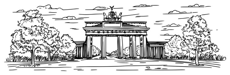 brandenburg gate in berlin germany sketch vector landmark © Mago