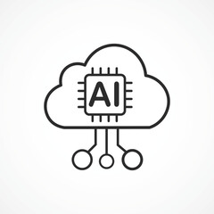 Cloud AI Icon in white background – Artificial Intelligence Cloud Computing icon, Vector sign. Symbol, logo illustration. Vector graphics for Presentation and other
