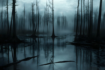 misty morning in the forest