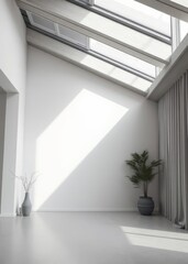 Fototapeta premium Empty wall mock up in scandinavian style interior minimalist interior design 3d illustration Empty room interior design architecture blank design room striking structures clean lines geometri