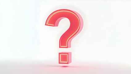 Question icon A question mark made of neon light, designed in futuristic style, shown in levitating on a pure white background