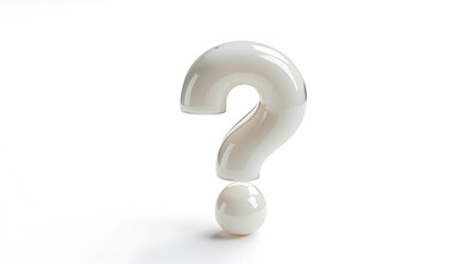 Naklejka premium Question icon A question mark made of translucent gel, designed in soft surreal style, shown in angled on a pure white background