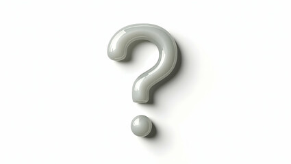 Question icon A question mark made of translucent gel, designed in soft surreal style, shown in angled on a pure white background