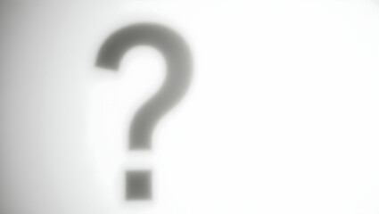 Question icon A shadow-formed question mark made only from lighting, no physical object, on a pure white background