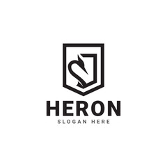 heron shield logo, this logo features a heron inside a strong shield, symbolizing strength, honor, and courage and for football clubs and others