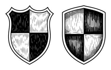 checkered shield heraldry sketch vector set © Mago