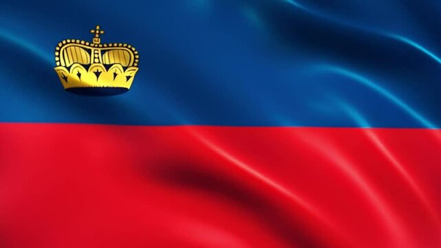 Waving flag of Liechtenstein