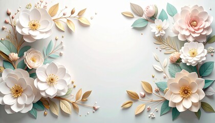 Obraz premium Exquisite floral decoration studio digital art elegant close-up paper flowers arrangement for crafting inspiration
