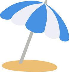 Blue and White Beach Umbrella 파란색과 하얀색의 파라솔