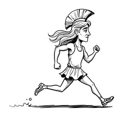 ancient greek warrior woman running