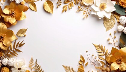 Elegant gold floral arrangement studio setting decorative design minimalist background close-up view artistry and craftsmanship