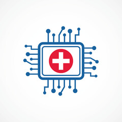 AI Healthcare Chip icon – Smart Medical Technology and Intelligence icon, vector illustration
