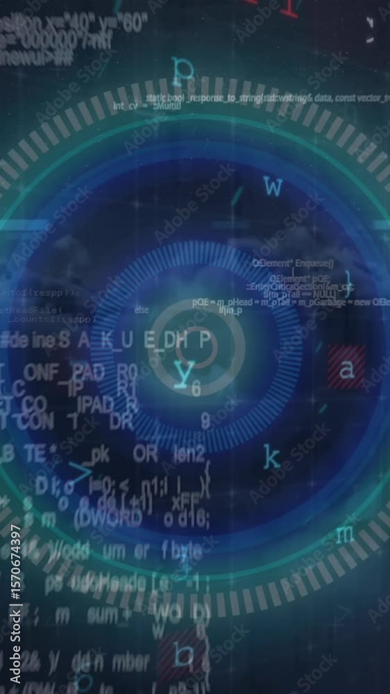 Poster animation of data processing and scan scoping over dark background