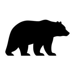 Vector silhouette of a bold black silhouette of a bear standing on a white background