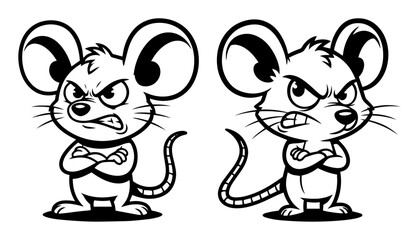 two angry cartoon mice crossing arms