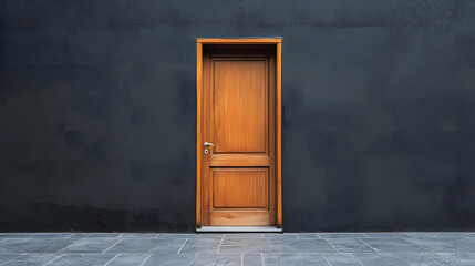 Modern entrance, simple wooden front door