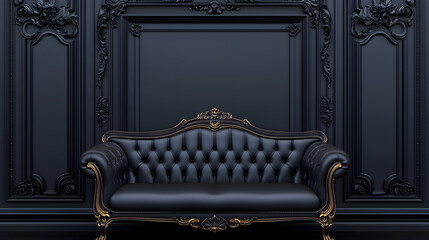 Modern interior design for home, office, interior details, upholstered furniture against the background of a dark classic wall. AI Generative