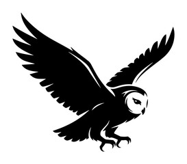 barn owl in flight silhouette vector illustration